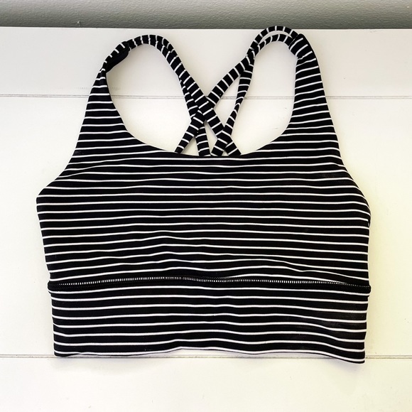 Lululemon size 2 black & white striped energy bra